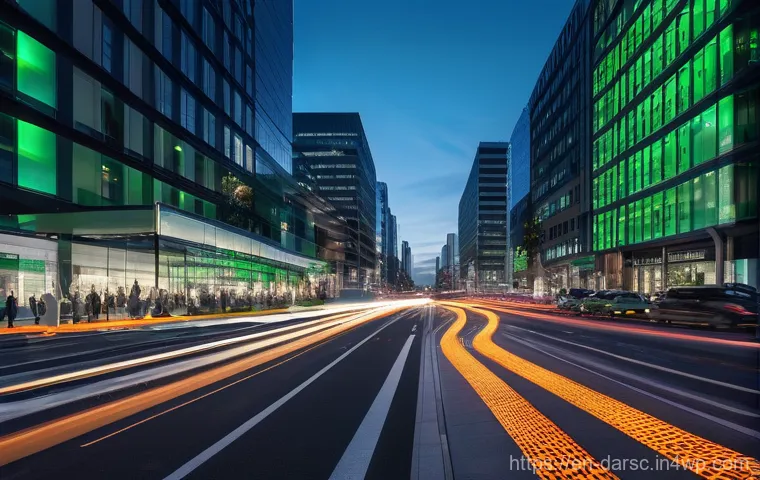 빅데이터를 통해 보는 지역 사회 - **Prompt Title: Seamless Urban Flow with Smart Data**
**Image Prompt:** A bustling, modern city ...