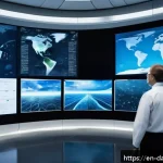 Home 19 빅데이터 활용을 통한 지속 가능한 사회 - A futuristic climate science laboratory scene showcasing diverse scientists analyzing multiple large...